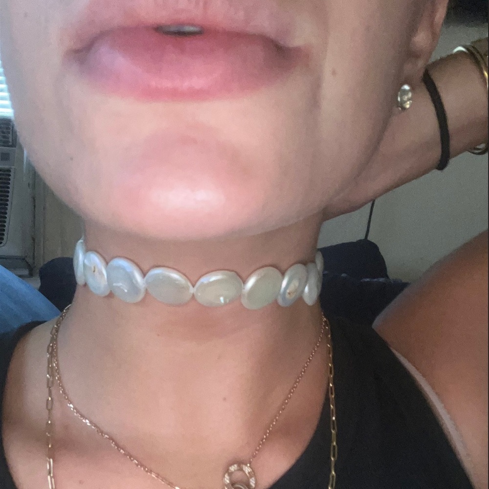 Coin pearl choker necklace adjustable with sterling silver fixtures custom - Picture 2 of 4
